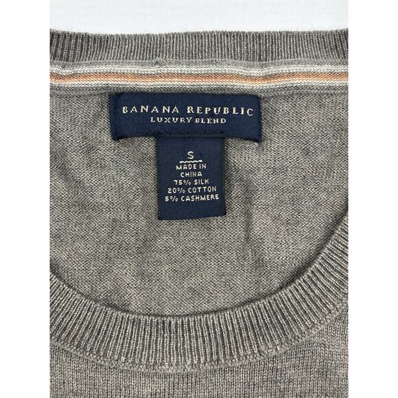 BANANA REPUBLIC Luxury Blend Men's S Silk Cotton Cashmere Tan Pullover Sweater - Picture 4 of 8